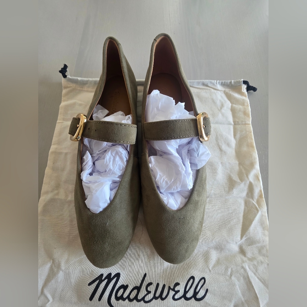 Madewell Women's Aged Olive The Remy Mary Jane Flats Sz 7.5 Stitch Fix Fall - Picture 5 of 9